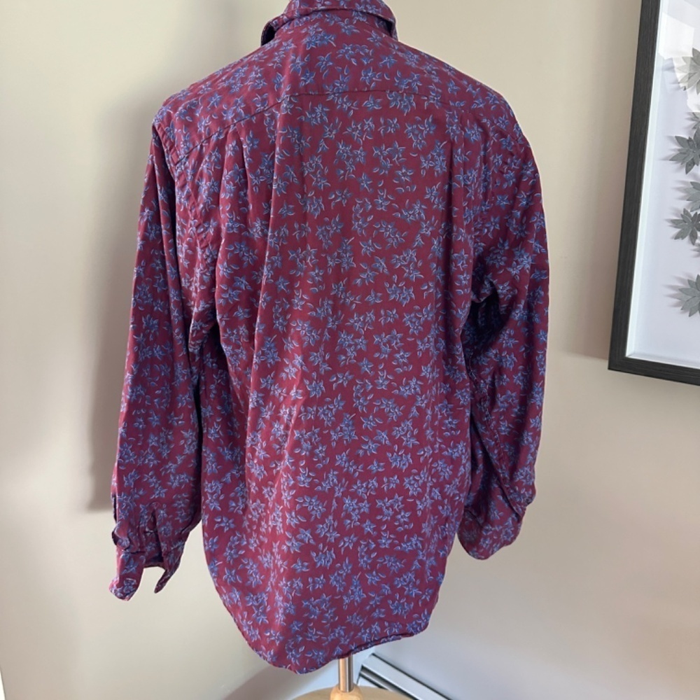 *L.L. BEAN* Burgundy x Purple Floral Button Down Size 16 - Picture 4 of 7